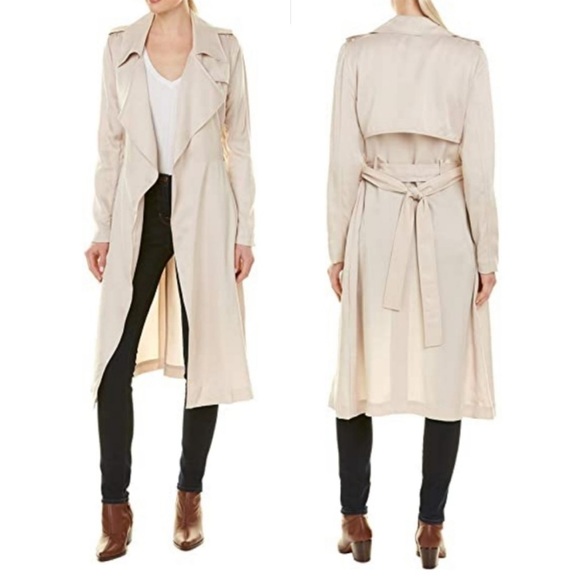 NWT Badgley Mischka Belle belted trench coat Fog - Picture 2 of 9